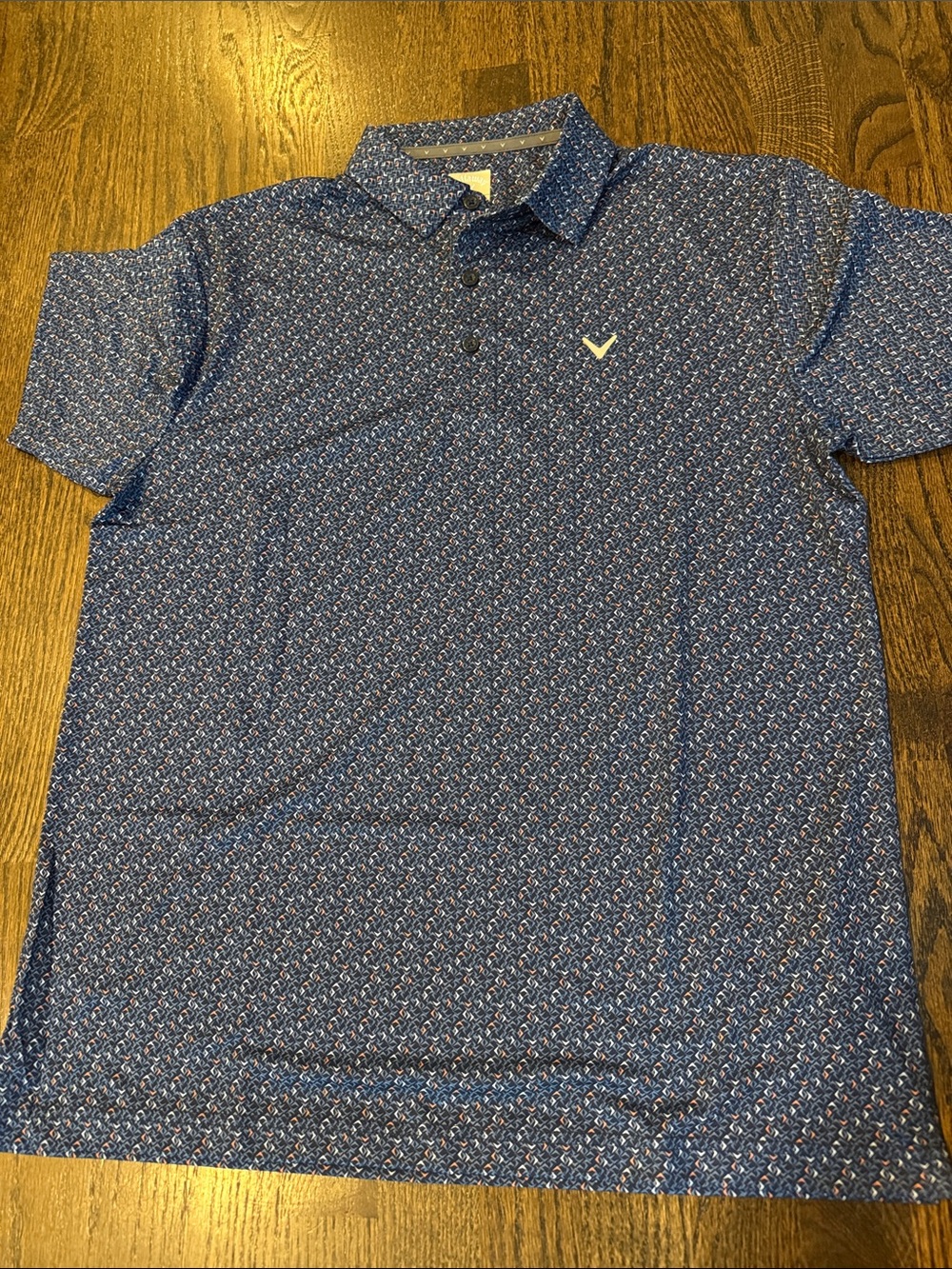 Callaway Men’s Navy Blue Micro-Print Golf Polo medium nwot
